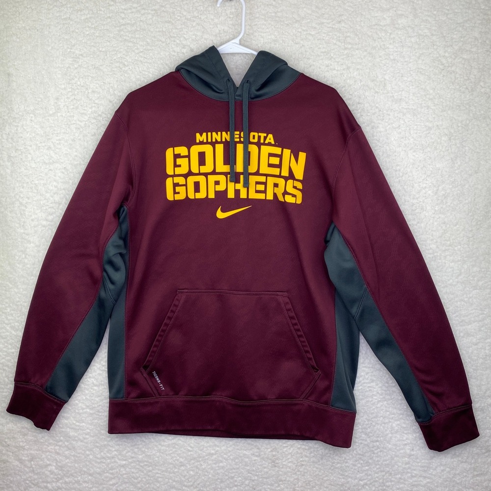 Nike Minnesota Golden Gophers Therma-FIT Hoodie Mens M Maroon Grey Sweatshirt